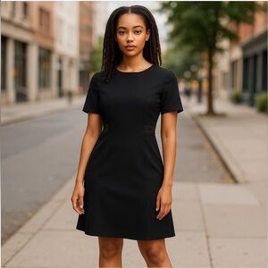 J. Lindeberg‎ Little Black Dress Career Cocktail Party Full Zip Back Sheath